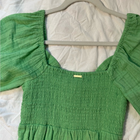 NWT Billabong Green Puff Sleeve Dress - Picture 4 of 5